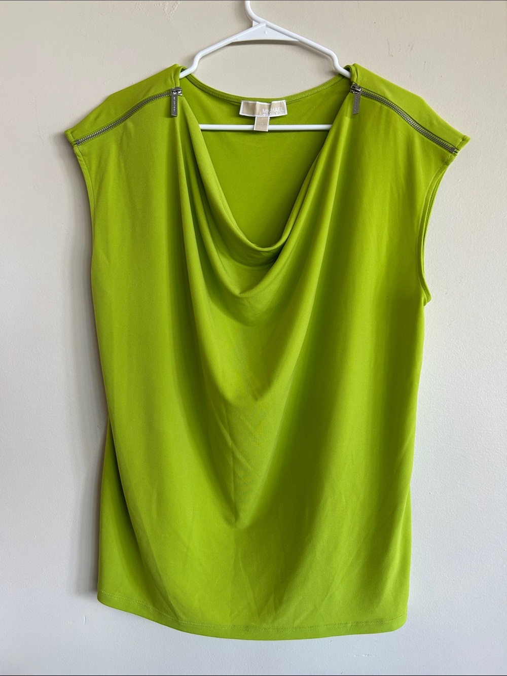 MICHAEL Michael Kors Lime Green Drape Neck Sleeveless Top